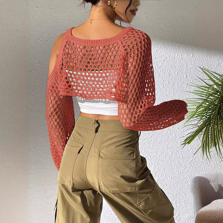 Ladies Open Knit Crop Top Amarae