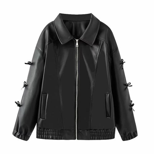 Veste en cuir à la mode pour femmes avec ceinture élastique Chic & Stil