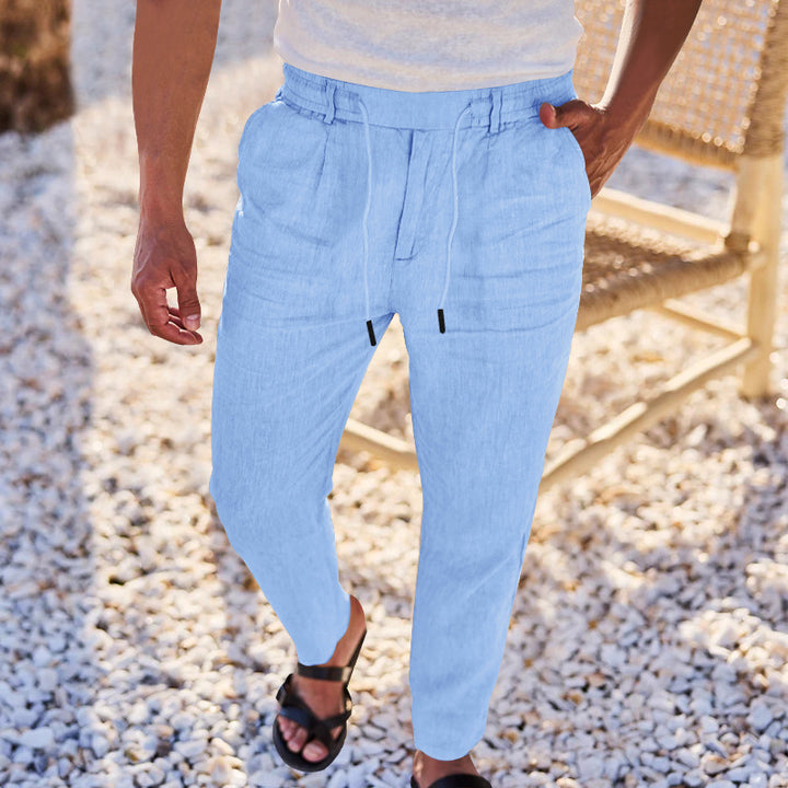Men's casual pants with elastic waistband and side pockets. Lune London