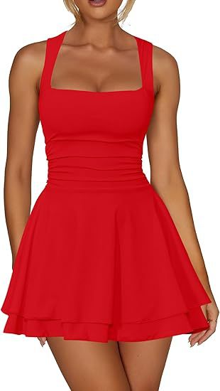 Lune London ladies skater dress with gathers and wide straps