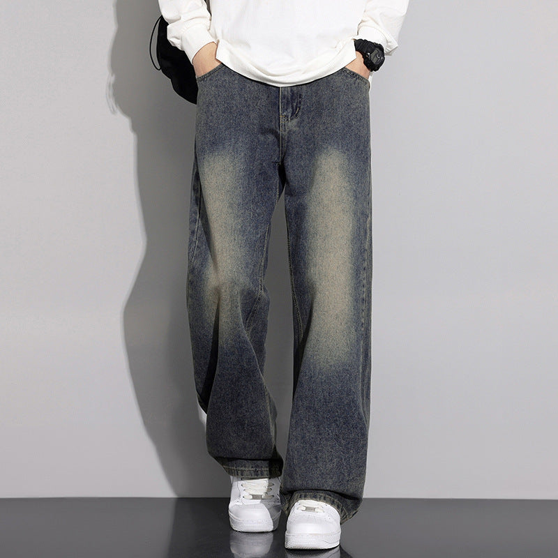 Men's wide denim jeans with a modern worn look Lune London