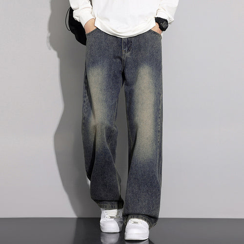 Men's wide denim jeans with a modern worn look Amarae