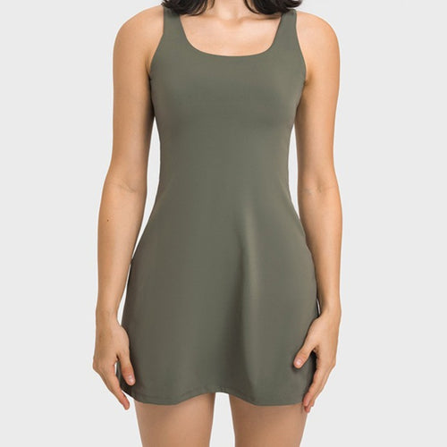 Ladies' leisure dress with deep round neckline and flared silhouette Amarae