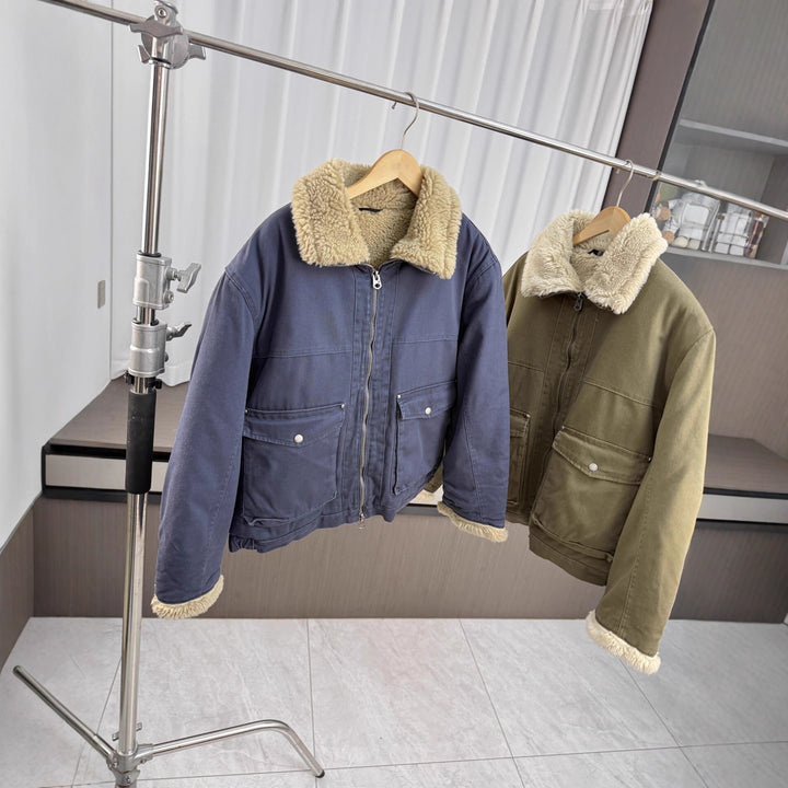 Men's short jacket in utility style with teddy collar and padded lining Amarae