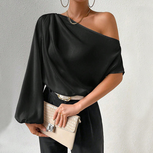 Haut asymétrique pour femmes avec des manches bouffantes élégantes Chic & Stil