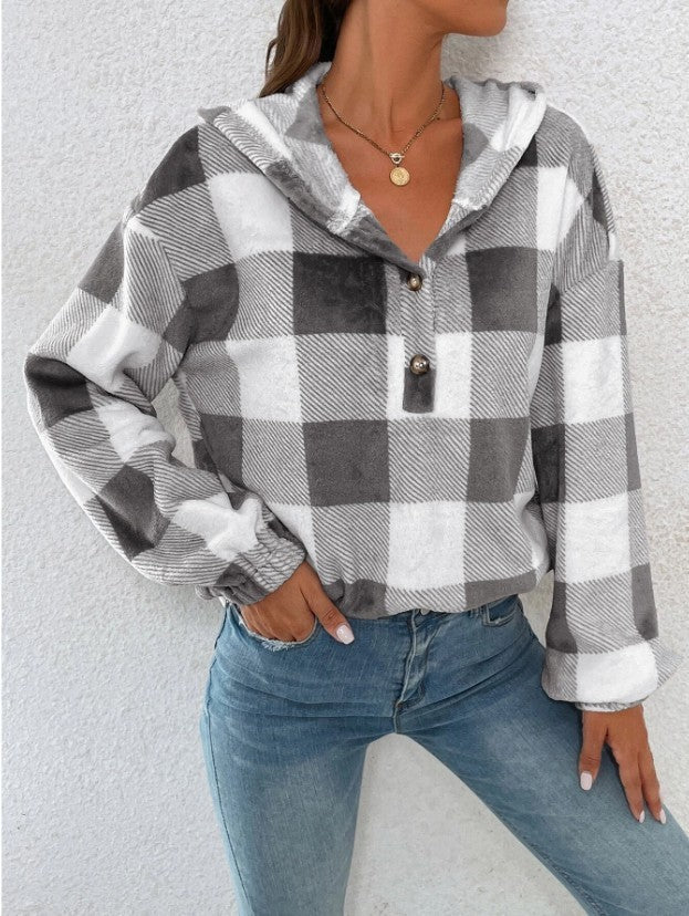 Ladies Chic and Stylish Checkered Hoodie