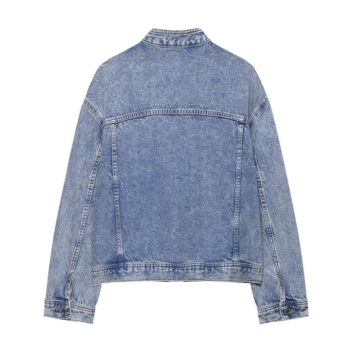Veste en jean de créateur pour femmes avec coupe asymétrique et poches pratiques Chic & Stil
