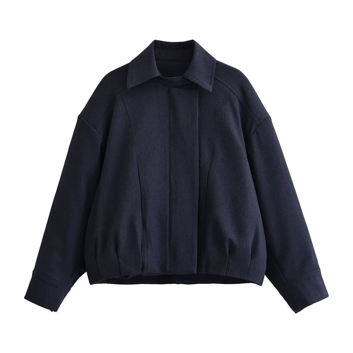 Women Boxy-Cropped Shirt Jacket with concealed placket and elastic hem Amarae