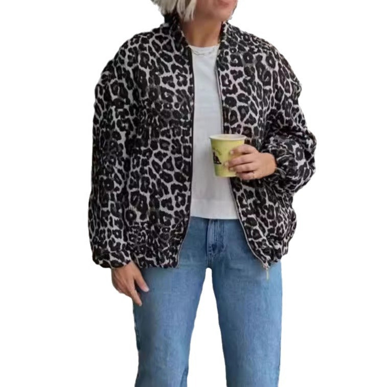 Trendy leopard jacket for women in oversized style Lune London