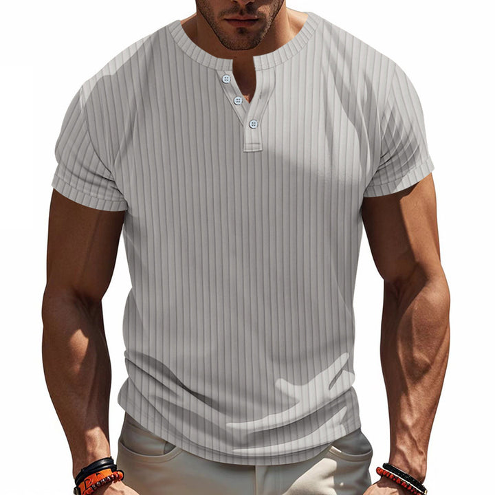 Trendy short sleeve Henley shirt for men with textured design Amarae