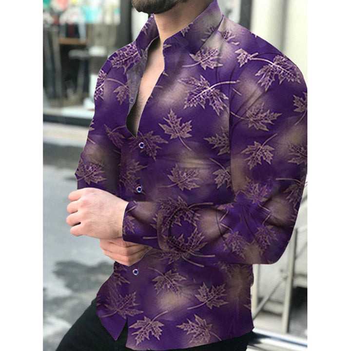 Elegant long-sleeved shirt for men with a modern leaf pattern Lune London