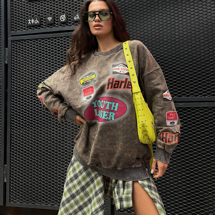 Women's oversized sweatshirt with creative graphic design and stylish details Lune London
