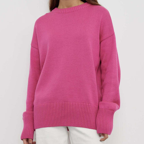 Ladies oversized pullover with a pretty knitted pattern and wide edges Amarae