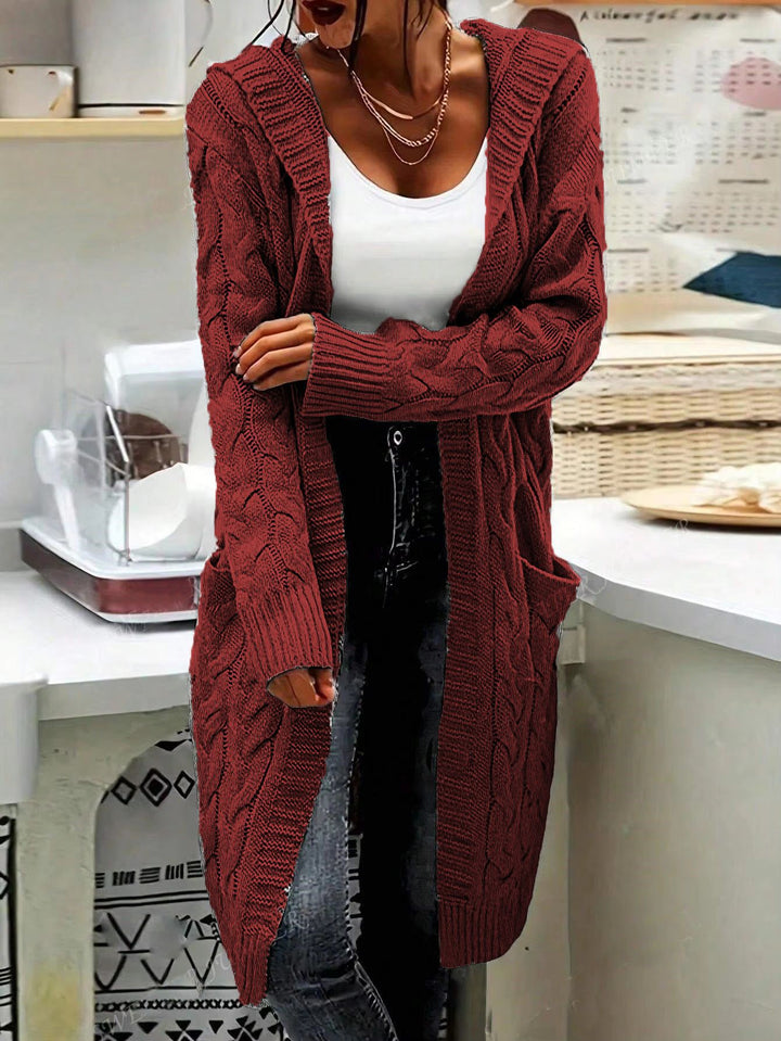 Thick knit cardigan for women with open sleeves and practical pockets Lune London