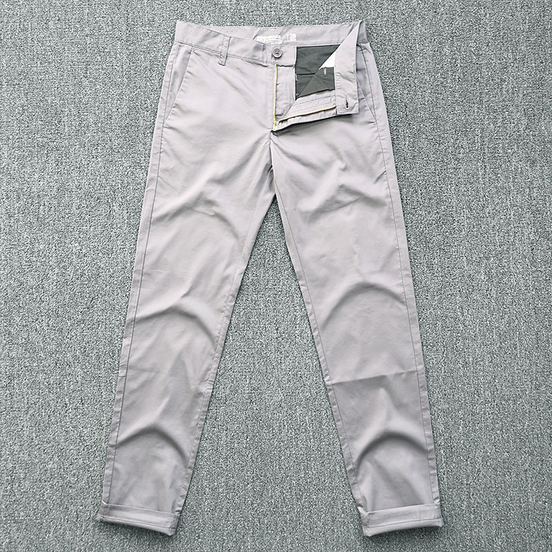 Men's Slim-Fit Chino Pants with Tapered Leg and Rolled Hem Amarae