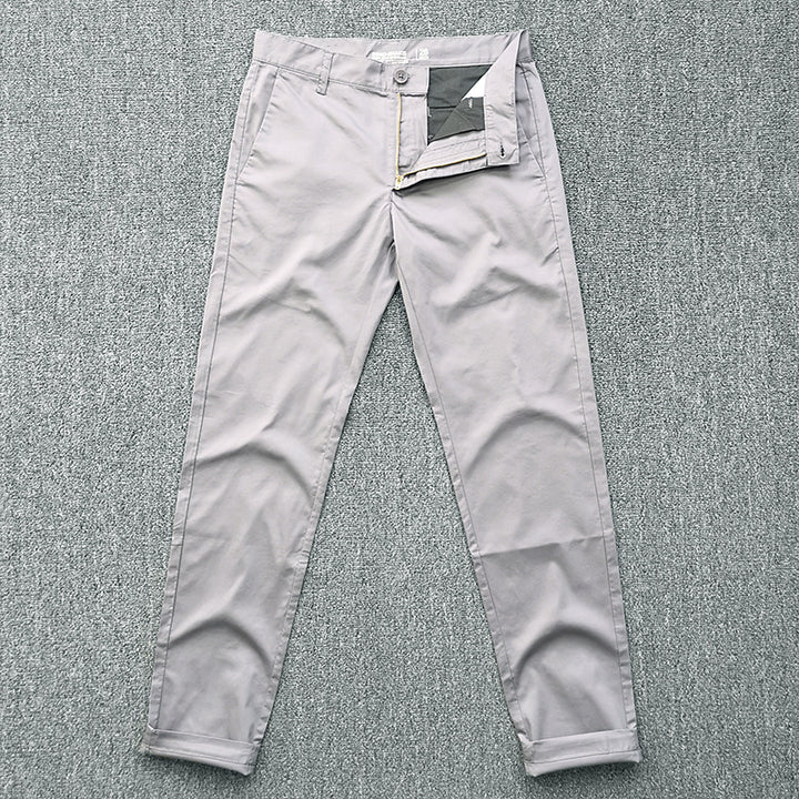 Men's Slim-Fit Chino Pants with Tapered Leg and Rolled Hem Amarae