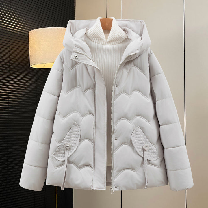 Ladies down jacket with hood and front pockets Lune London