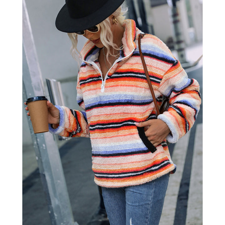 Women's fleece sweater with high collar Amarae