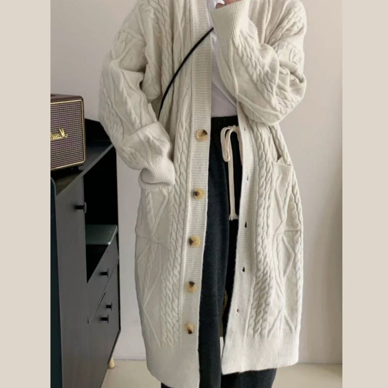 Manteau tricoté pour dames avec motif en câble et poches Chic & Stil