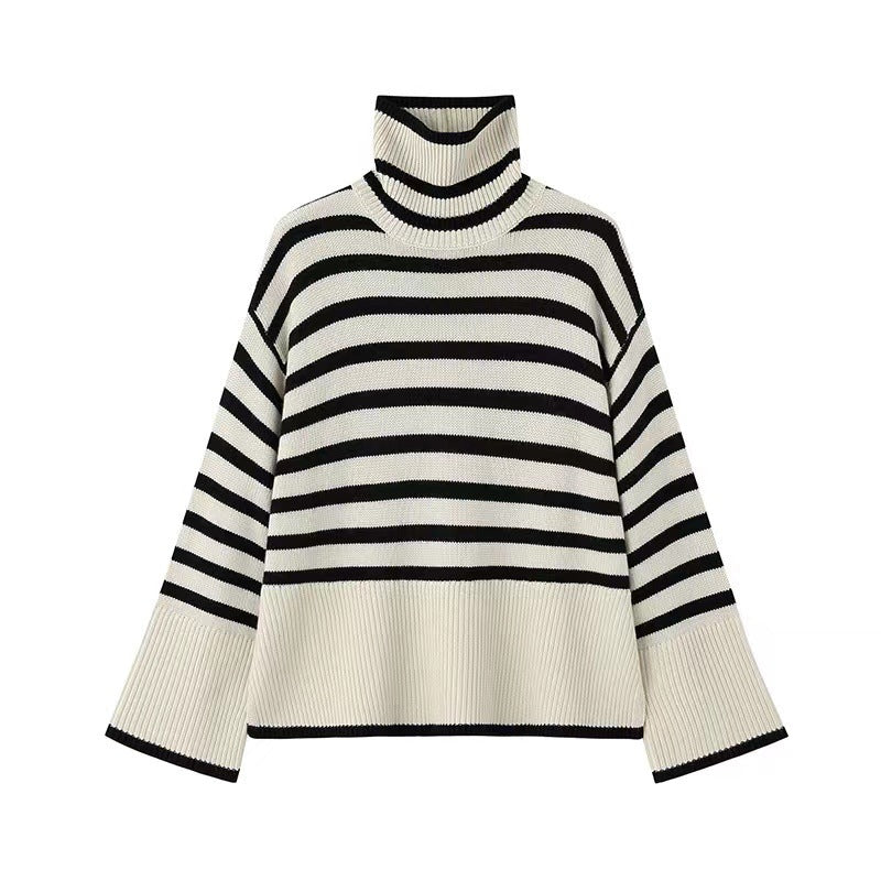 Pull en tricot décontracté pour femme avec design rayé et coupe confortable Chic & Stil