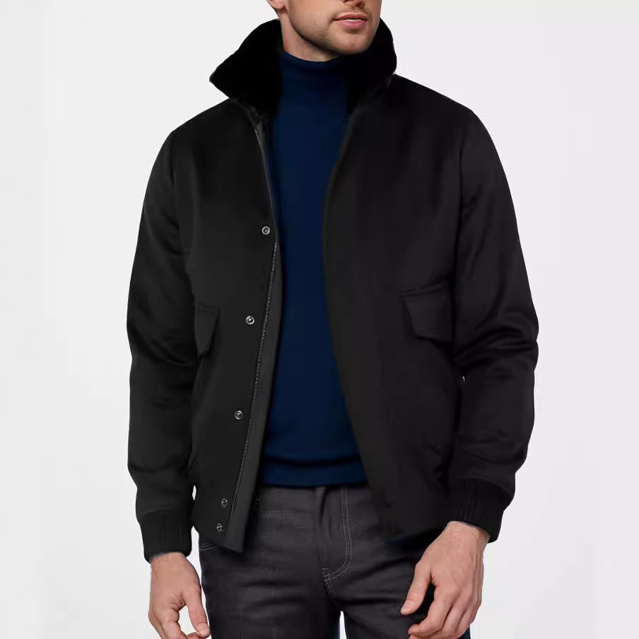 Elegant short jacket for men with faux fur collar and practical pockets Lune London
