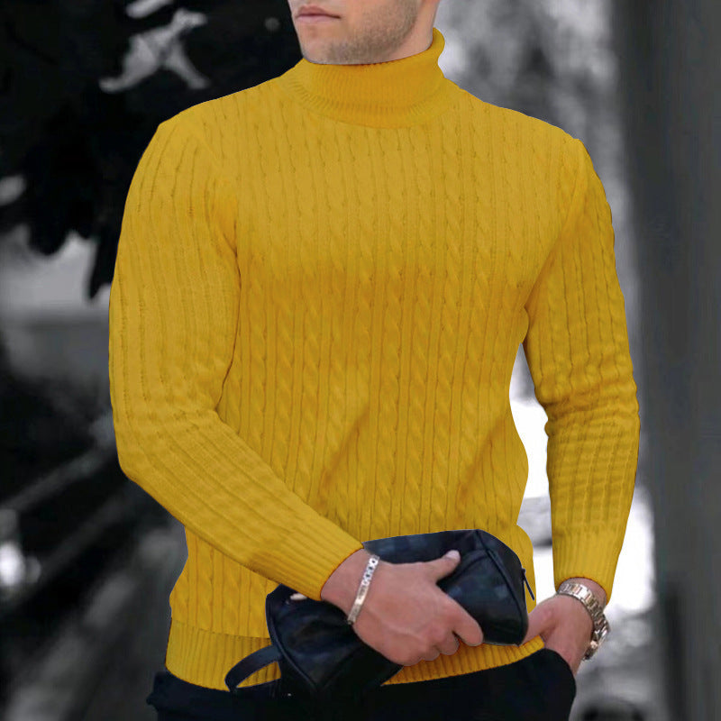 Elegant turtleneck sweater for men with an exquisite twist pattern structure Lune London
