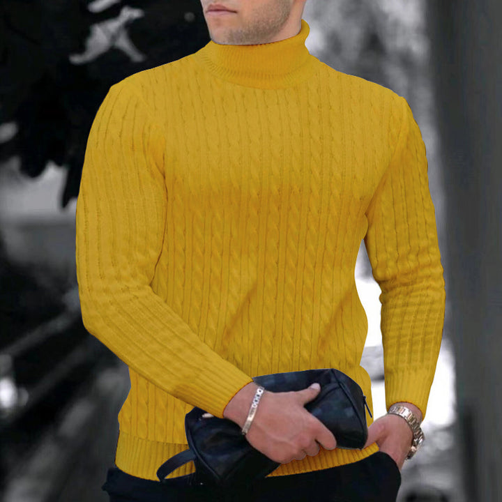 Elegant turtleneck sweater for men with an exquisite twist pattern structure Lune London