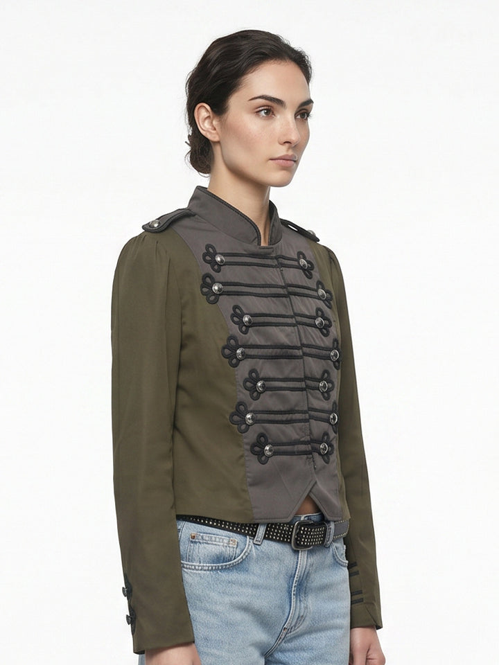 Women’s short-cut military-inspired blouson with decorative cords Amarae