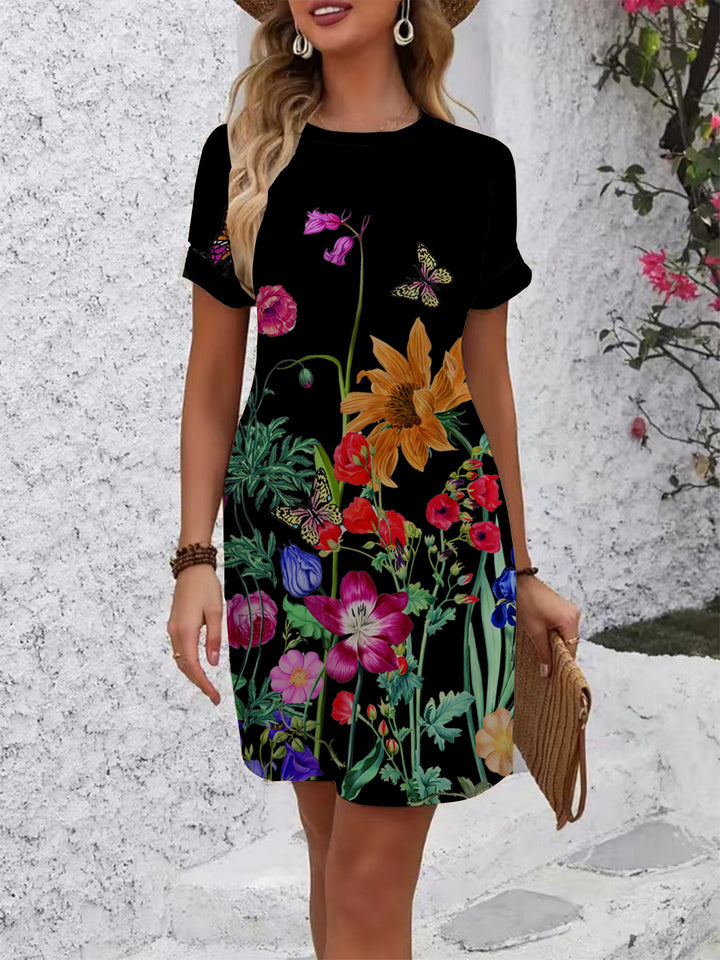 Women's Casual Short Sleeve Dress with Creative Geometric Pattern Lune London