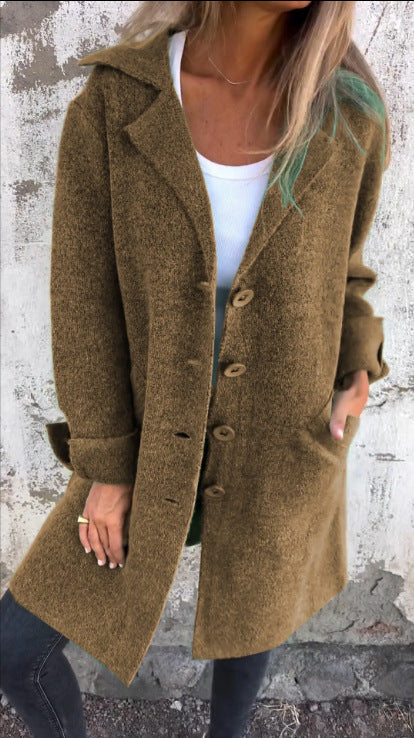 Lune London women's fluffy wool coat with large buttons