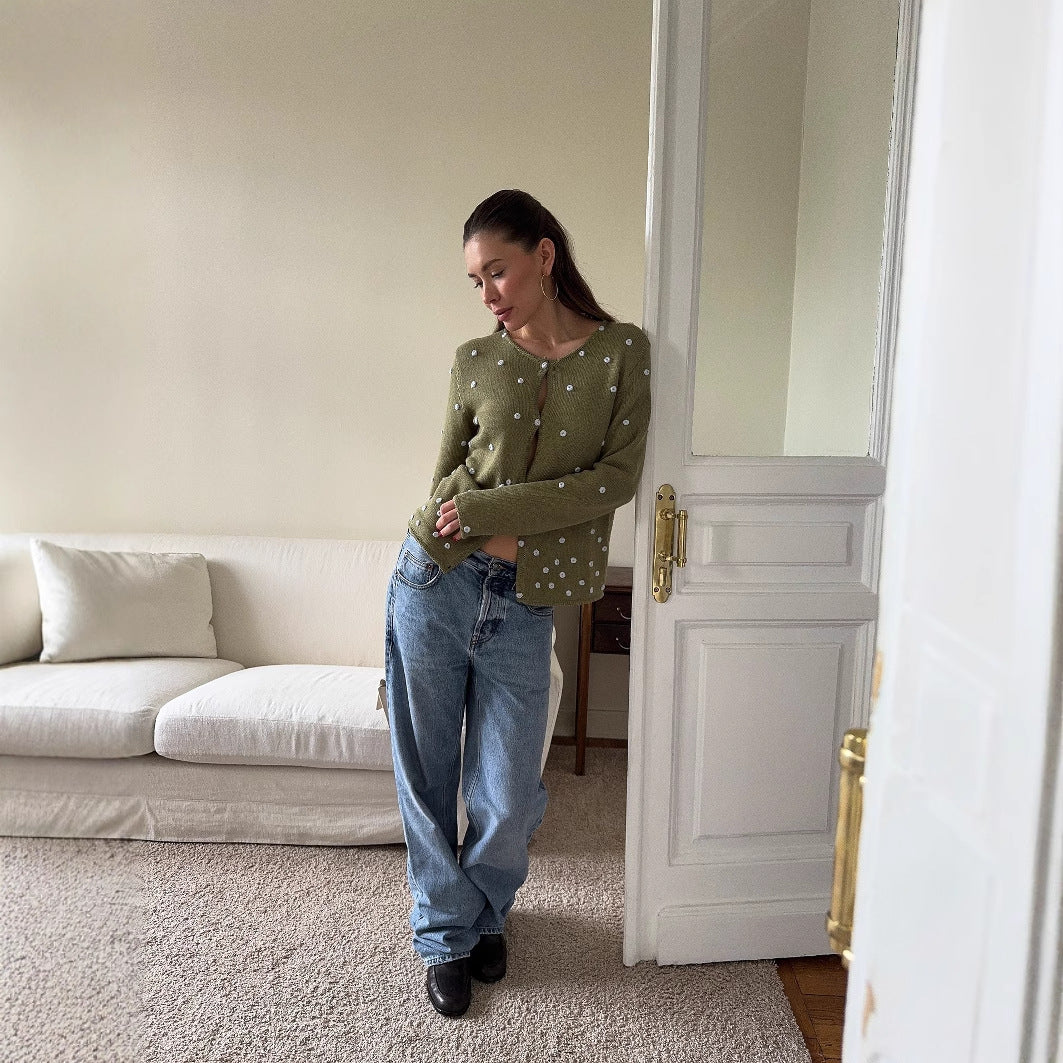 Comfortable knitted sweater for women with decorative stitches Lune London