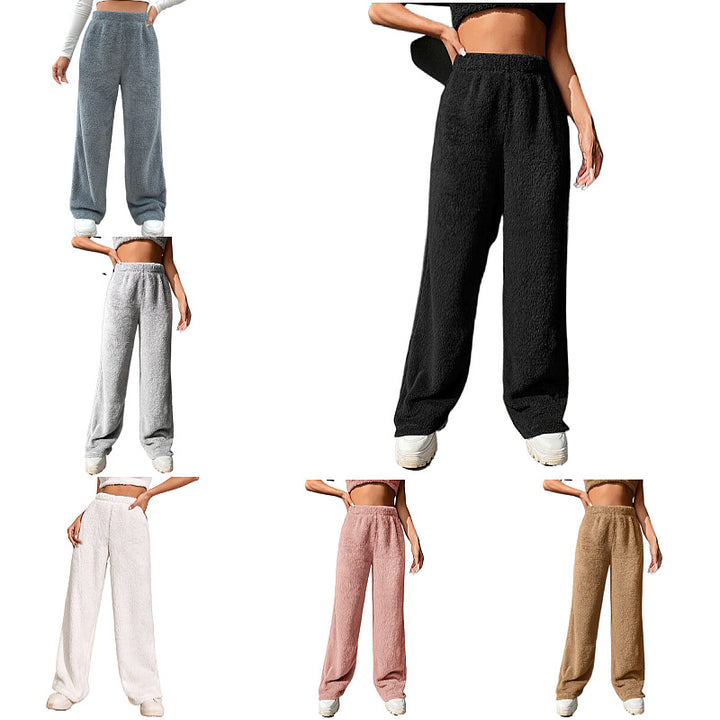 Women's Plush Lounge Pants with High Elastic Waistband and Wide Leg Amarae