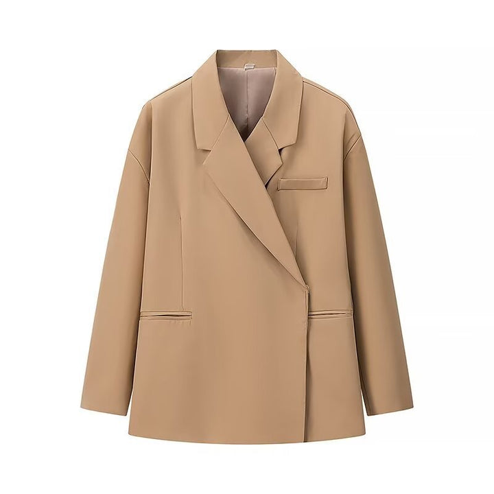 Women's Oversize Relax Blazer with Dropped Lapel and Patch Paspel Pockets Amarae