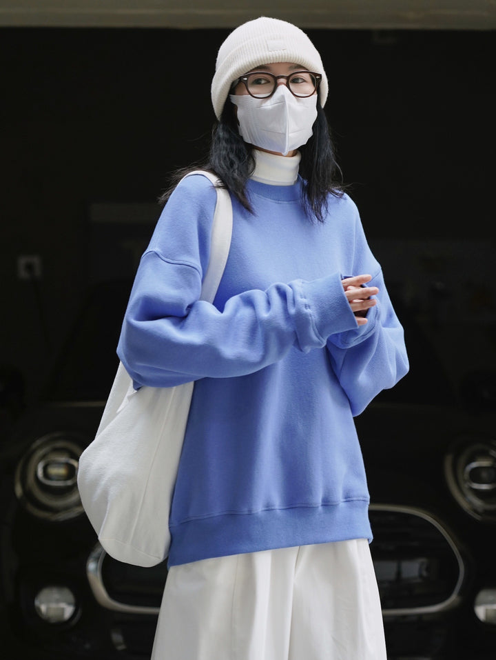 Women's Loose Oversized Sweatshirt with Drop Shoulder and Ribbed Hem Amarae