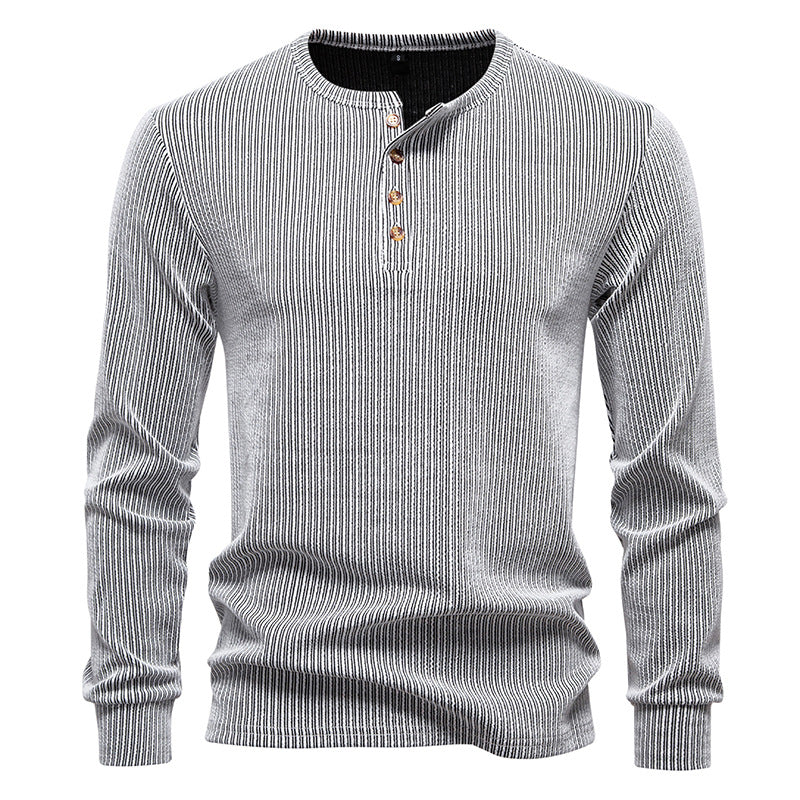 Long sleeve shirt for men with textured ribbed pattern and trendy button placket Lune London