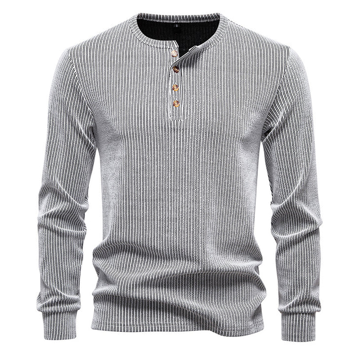 Long sleeve shirt for men with textured ribbed pattern and trendy button placket Lune London