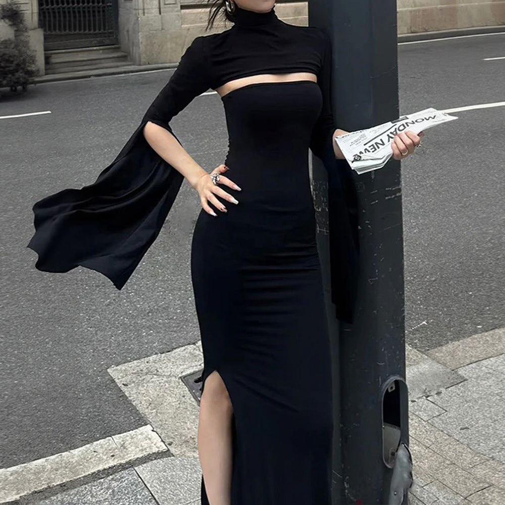 Robe maxi femme avec découpe asymétrique et élégantes manches bouffantes Chic & Stil
