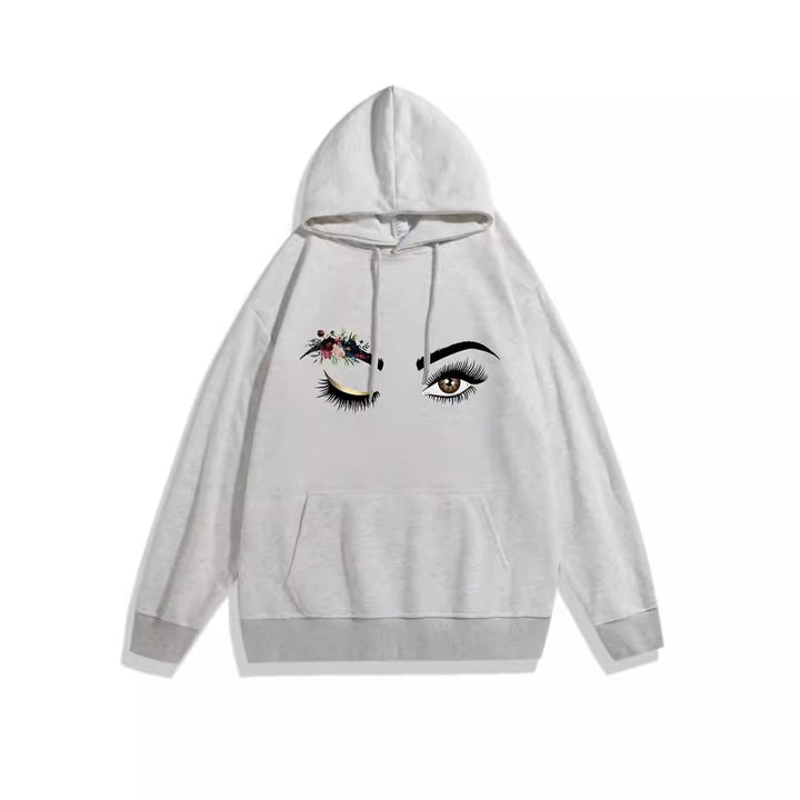 Ladies Hoodie with Creative Eye Motif Chic & Stil