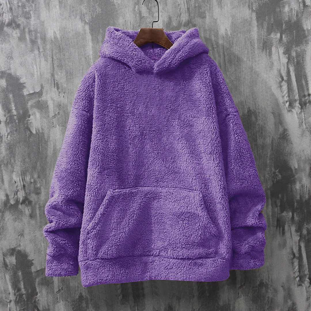 Ladies Cozy Fleece Pullover with Hood and Practical Pockets Lune London
