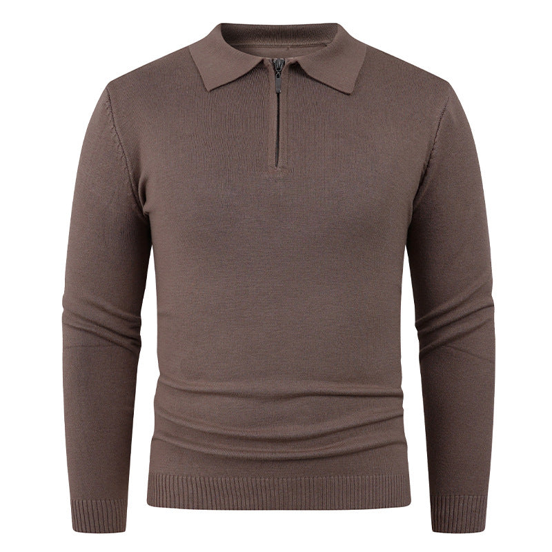 Knit sweater for men with semi-open collar and fine ribbed texture Lune London