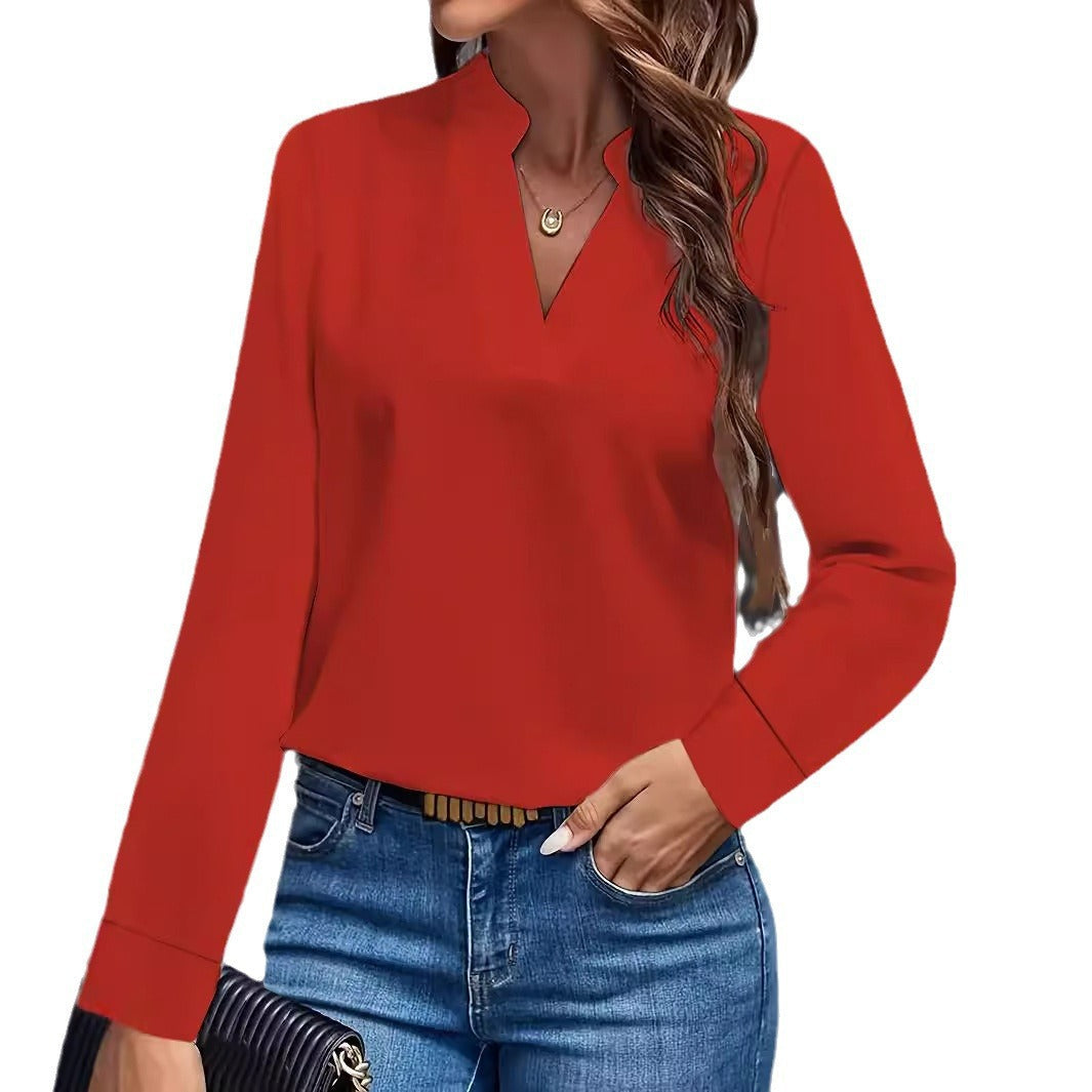 Women’S Blouse with Stand-Up Collar and Long Sleeves Lune London