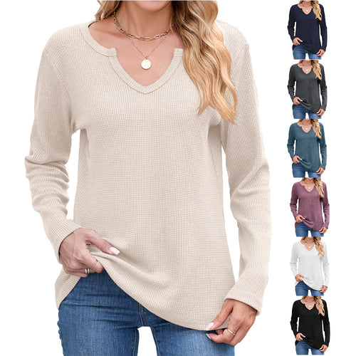 Amarae long sleeve shirt in waffle structure for women