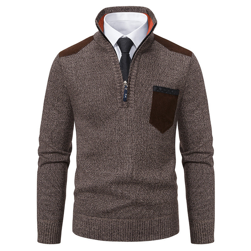 Fashionable men's pullover with short zipper and elegant details Lune London