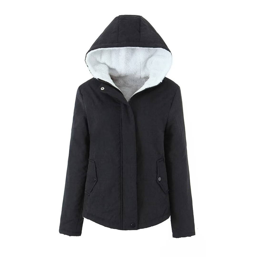 Ladies quilted winter coat with hood and warm inner lining Amarae