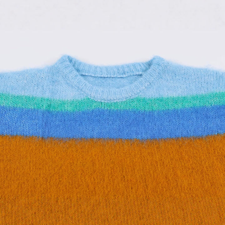 Women's Oversize Mohair-Look Striped Sweater with Round Neckline Amarae