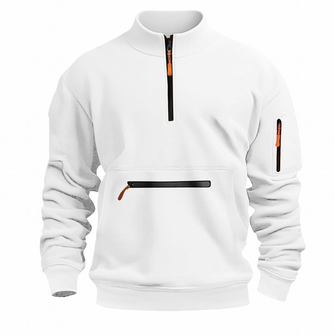 Function sweater for men with half-zip and practical pockets Lune London