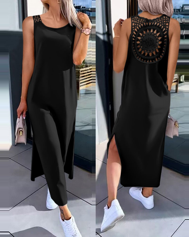 Elegant lace back maxi dress Lune London