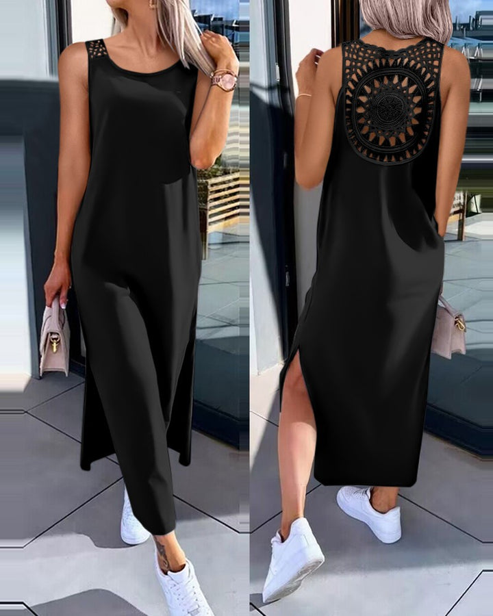 Elegant lace back maxi dress Lune London