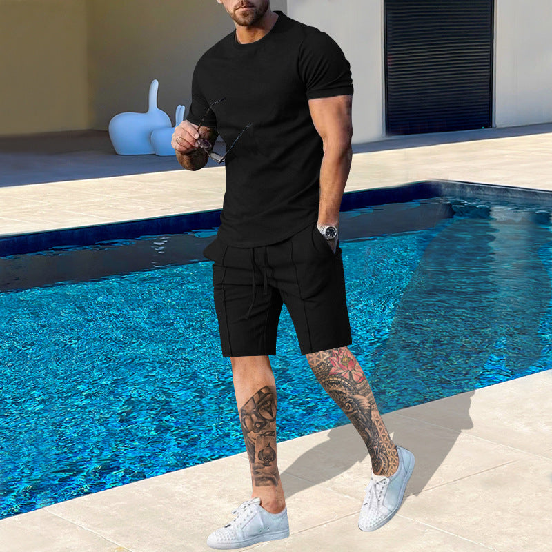 Men Short Sleeve Sports Set in Breathable Material with Elastic Waist and Side Pockets Lune London