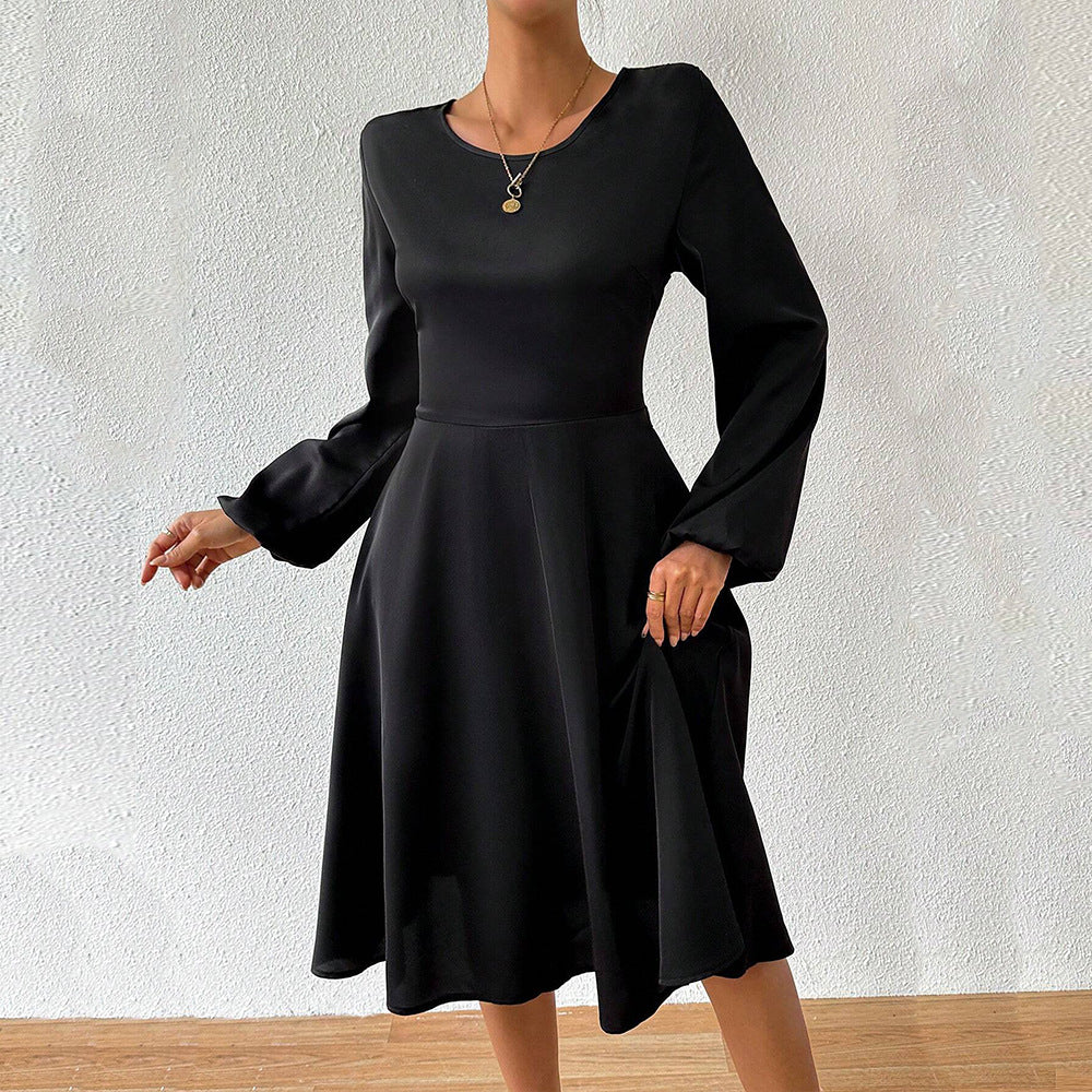Robe dames en A avec un élégant col rond et des manches larges Chic & Stil